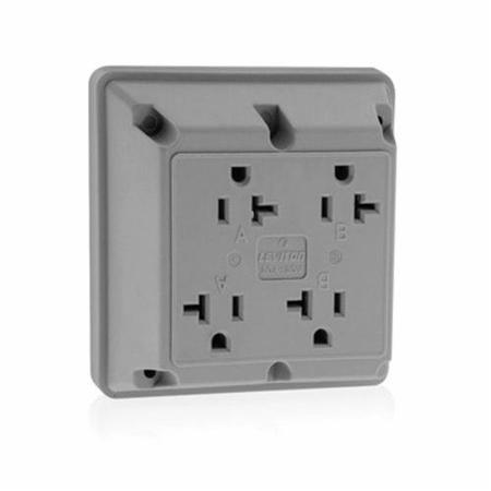 LEVITON Electrical Receptacles 5-20R Quad Recep Gray 21254-GY